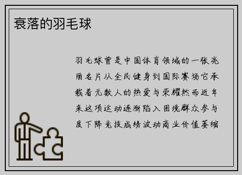 衰落的羽毛球